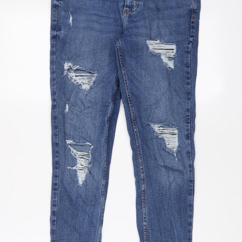 Denim & Co. Womens Blue Cotton Skinny Jeans Size 10 L28 in Regular Zip