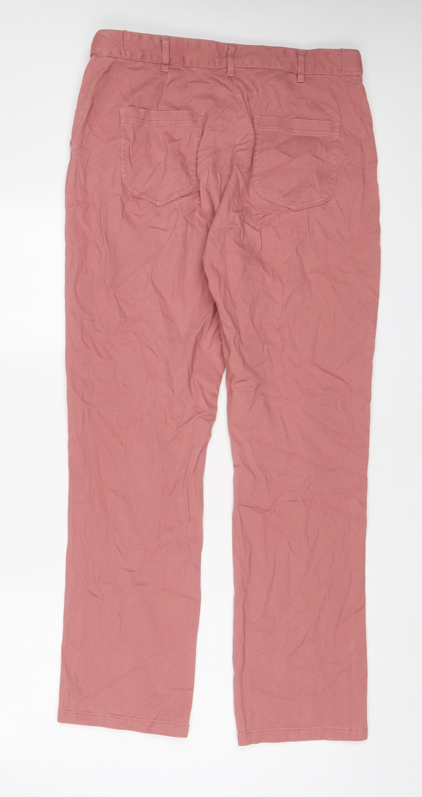 Cotton Traders Womens Pink Cotton Straight Jeans Size 14 L31 in Regular Hook & Eye