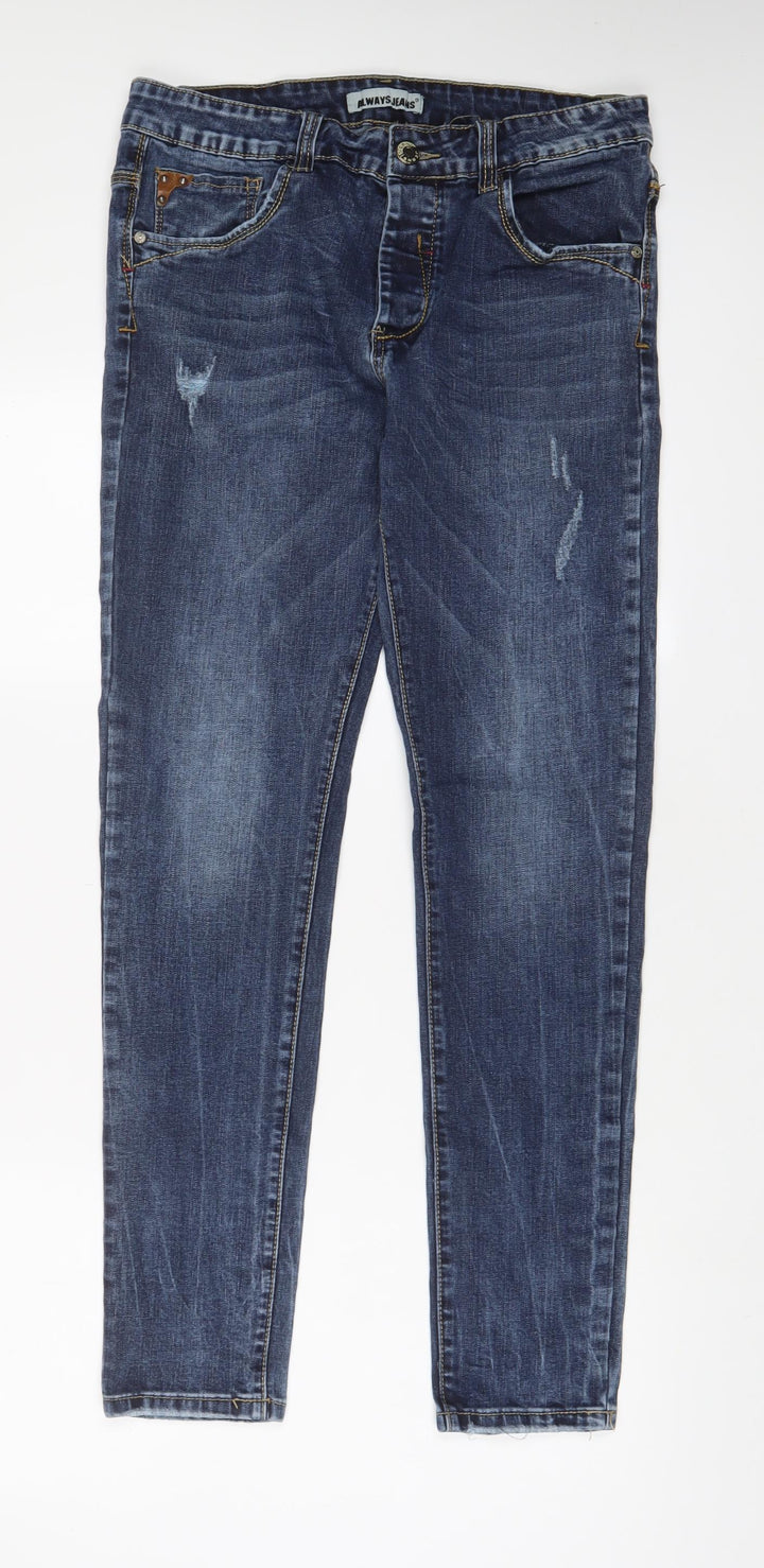 Always Jeans Womens Blue Cotton Skinny Jeans Size 30 in L30 in Regular Zip