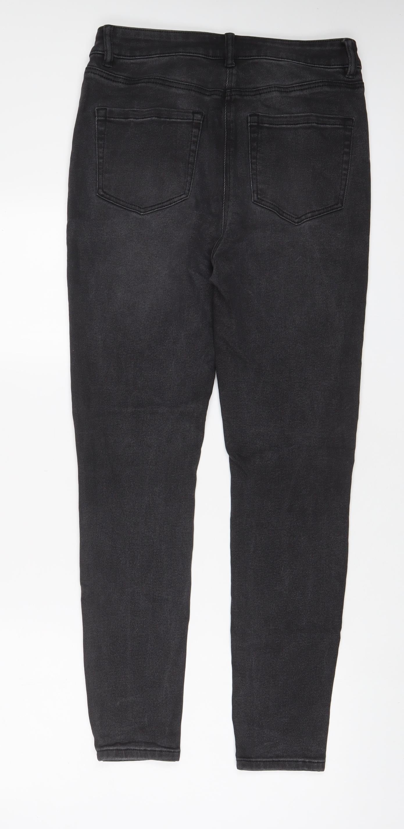NEXT Womens Grey Cotton Skinny Jeans Size 12 L29 in Regular Zip