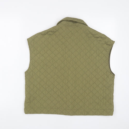 Zara Womens Green Gilet Jacket Size S Snap - Pockets