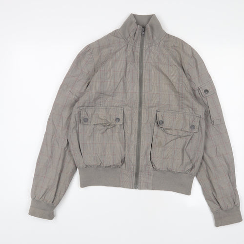Boxfresh Mens Grey Plaid Jacket Size M Zip - Pockets