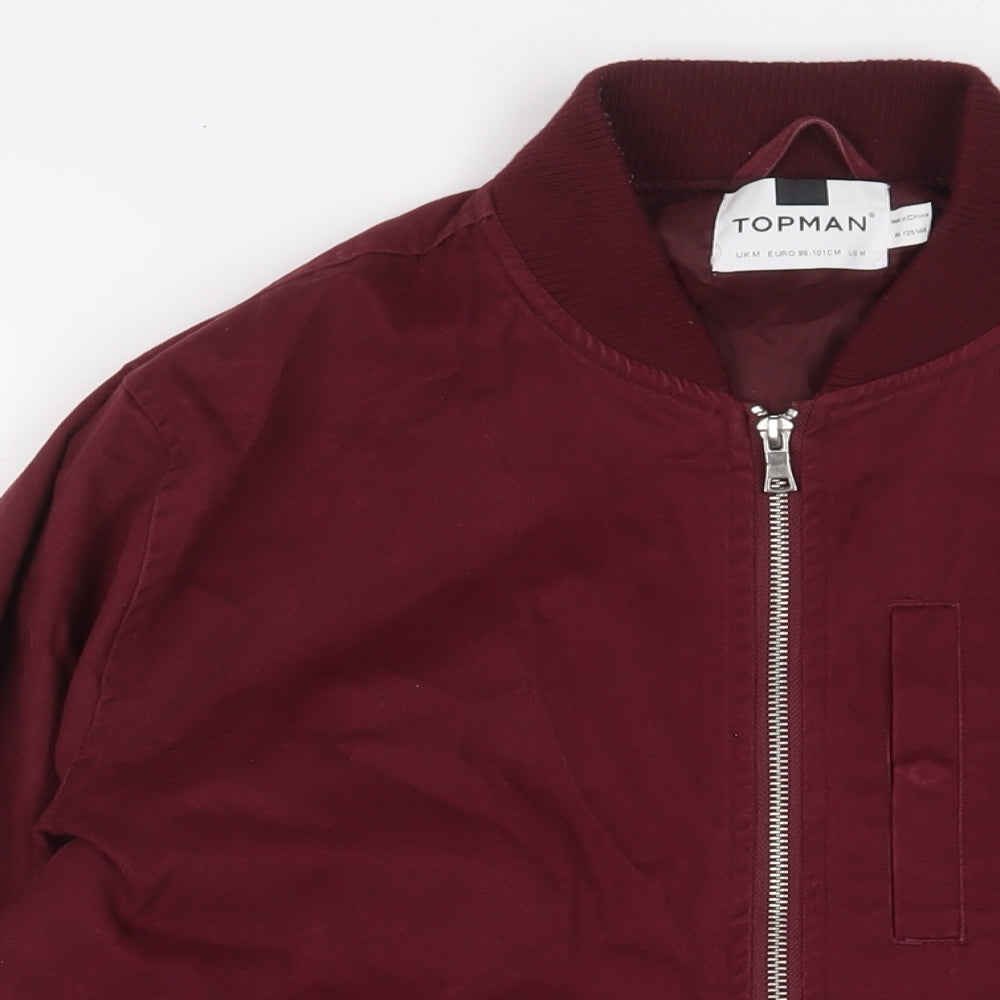 Topman Mens Red Jacket Size M Zip - Pockets