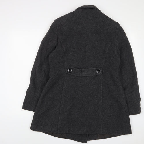BHS Womens Grey Overcoat Coat Size 14 Button - Pockets
