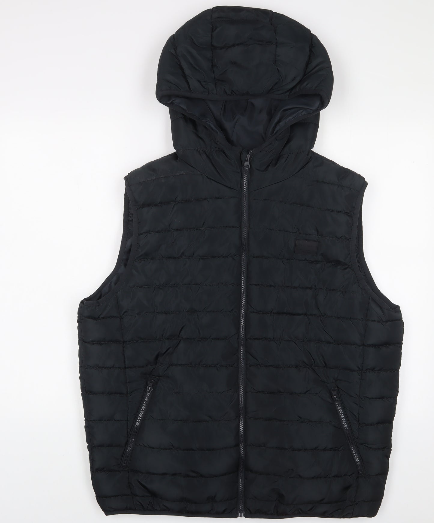 JACK & JONES Mens Black Gilet Jacket Size XL Zip - Zip Pockets