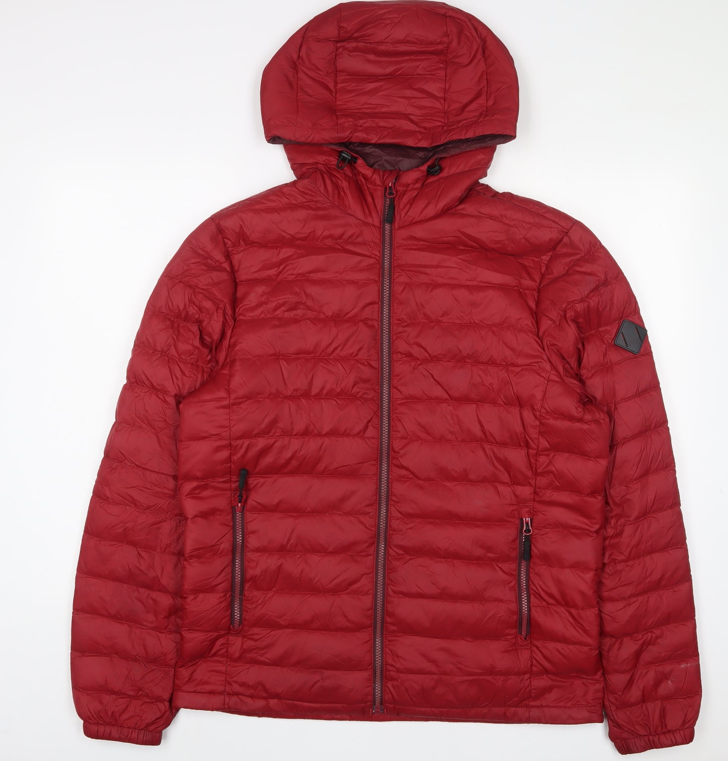 NEXT Mens Red Quilted Coat Size M Zip - Zip Pockets