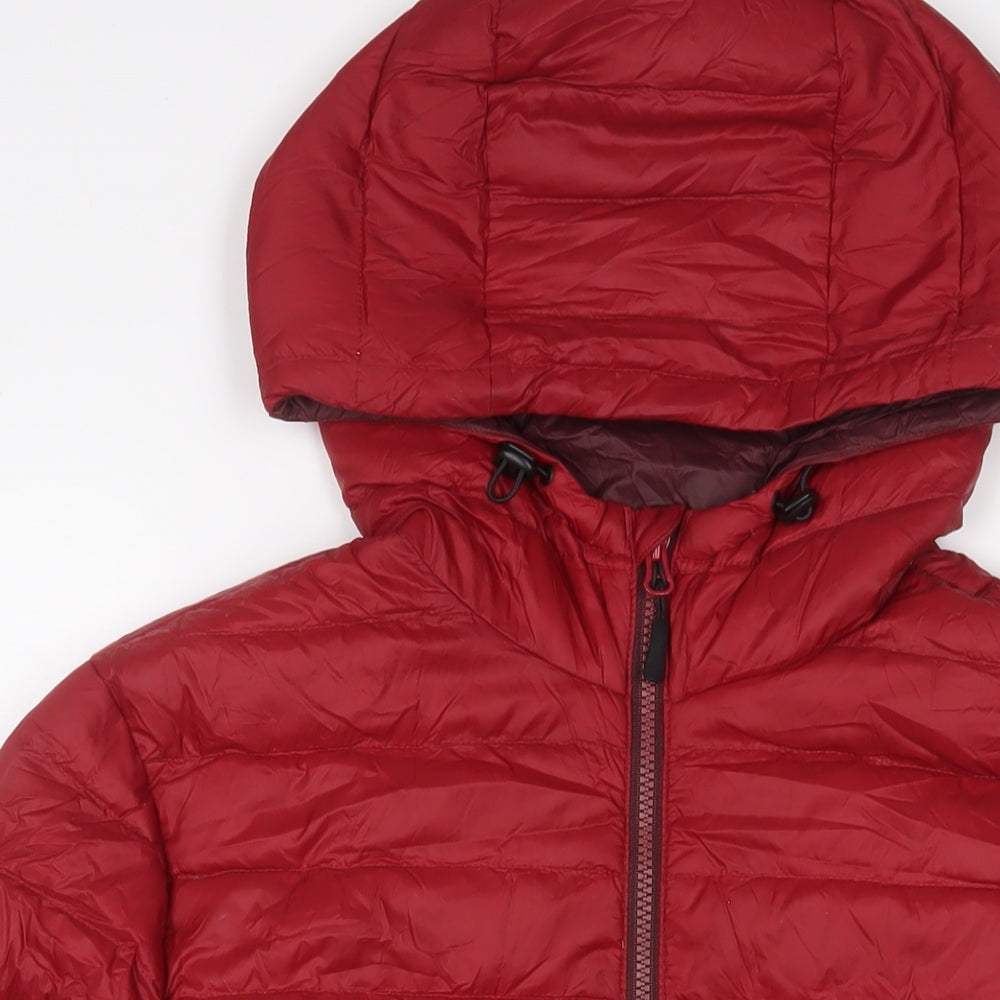 NEXT Mens Red Quilted Coat Size M Zip - Zip Pockets