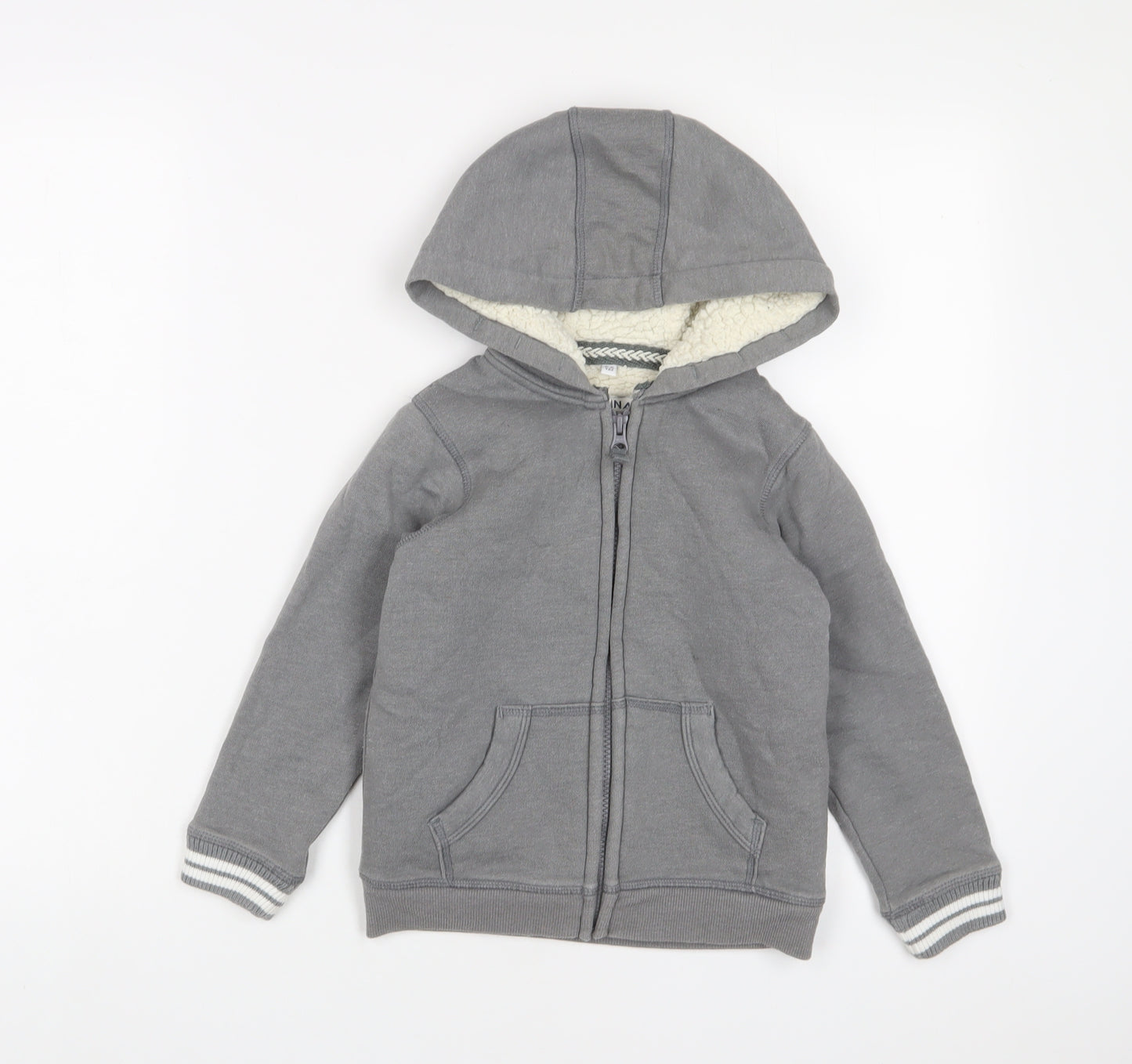 Marks and Spencer Boys Grey Cotton Full Zip Hoodie Size 5-6 Years Zip