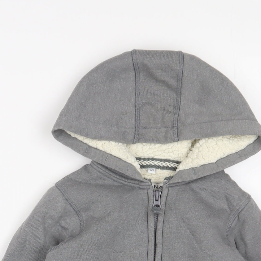 Marks and Spencer Boys Grey Cotton Full Zip Hoodie Size 5-6 Years Zip