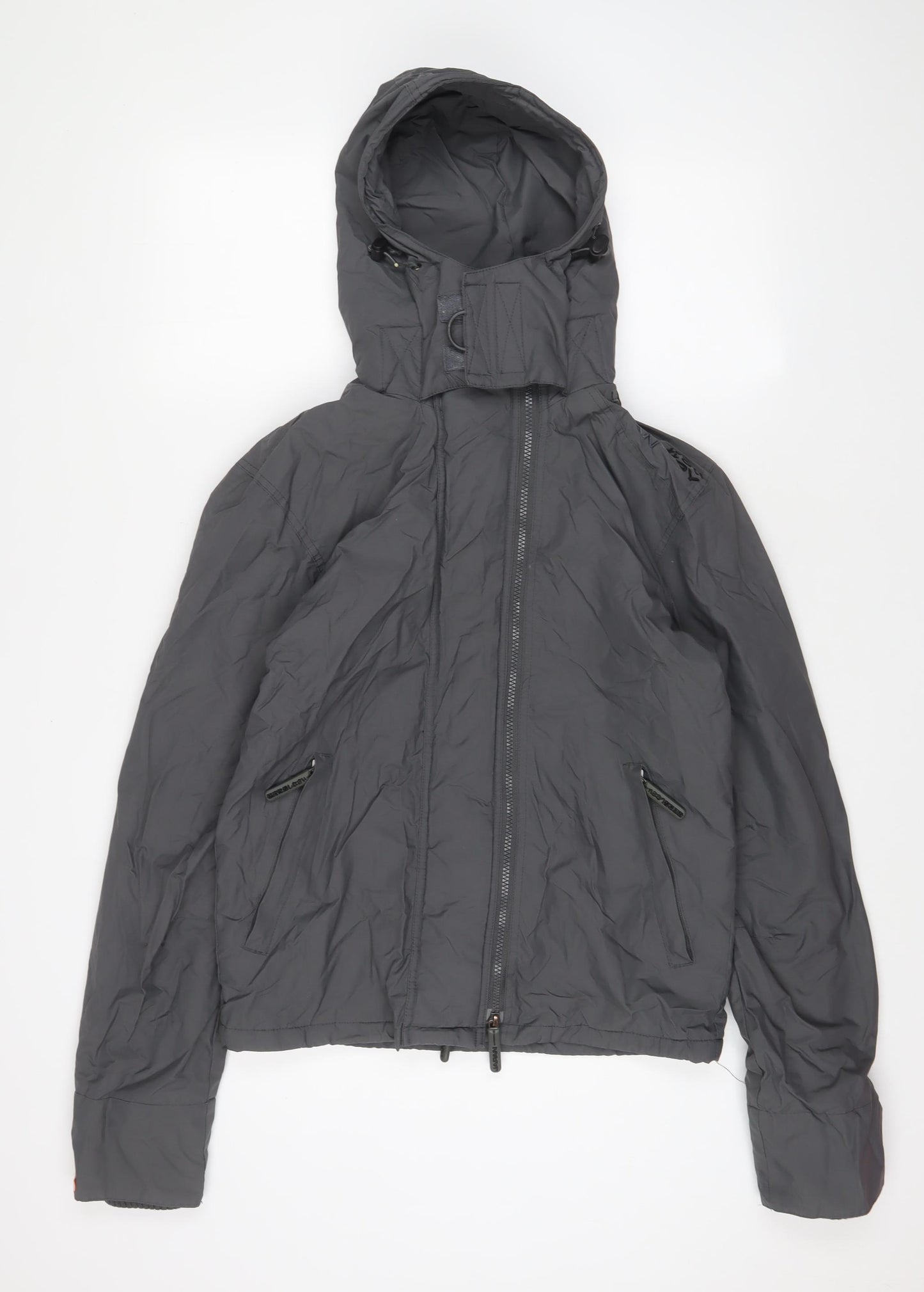 Superdry Mens Grey Windbreaker Coat Size S Zip