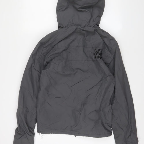 Superdry Mens Grey Windbreaker Coat Size S Zip