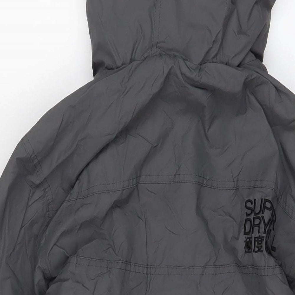 Superdry Mens Grey Windbreaker Coat Size S Zip