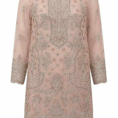 Husnara Womens Beige Polyester Tunic Blouse Size S Round Neck - Embellishment Jeweled Detail