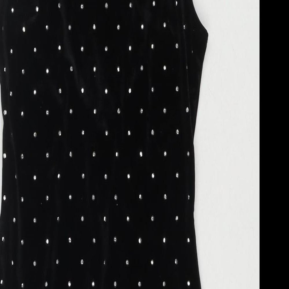 H&M Womens Black Polyester Bodycon Size XS Square Neck Pullover - Jeweled Detail