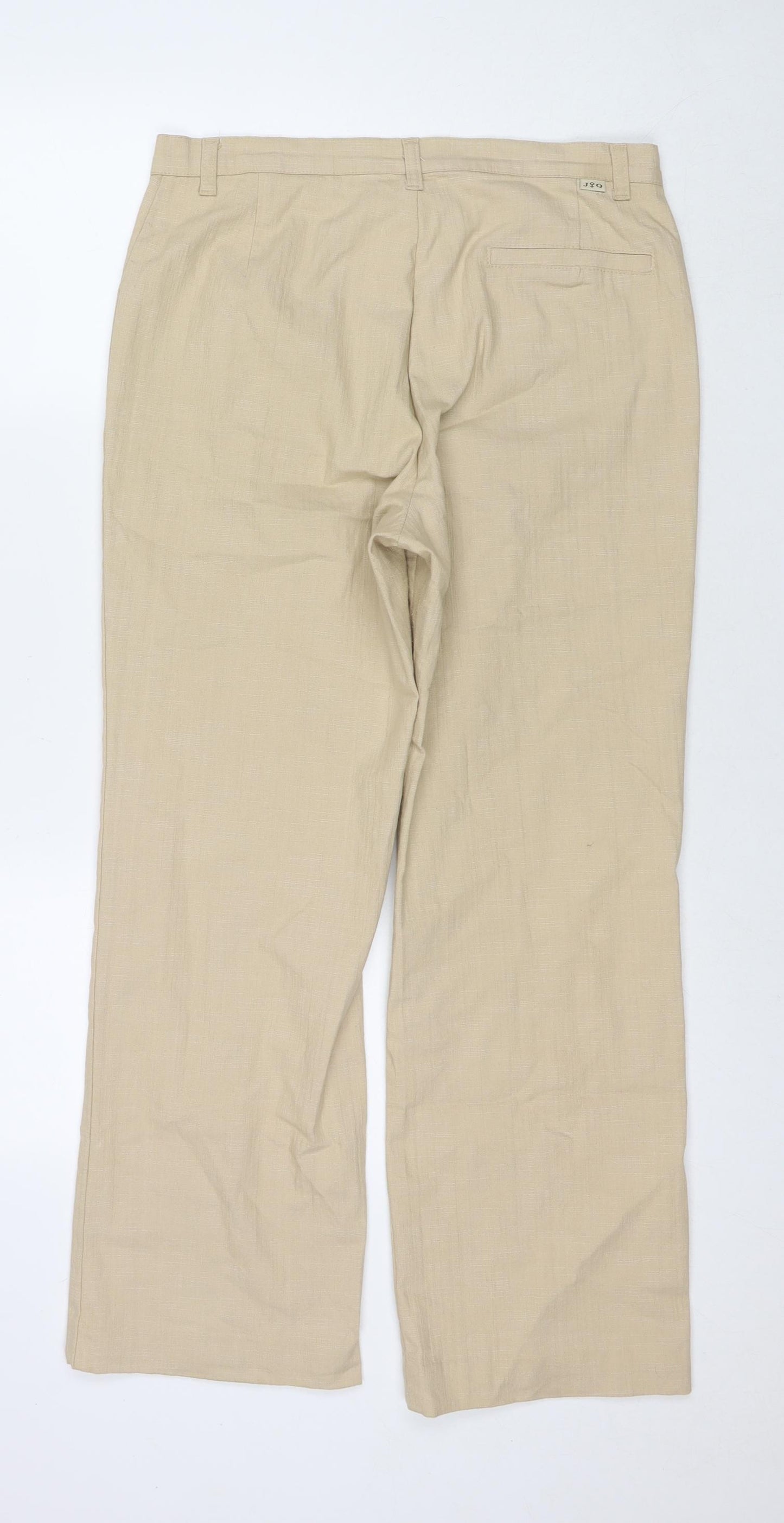 Jonny Q Womens Beige Cotton Trousers Size 18 L28 in Regular Zip