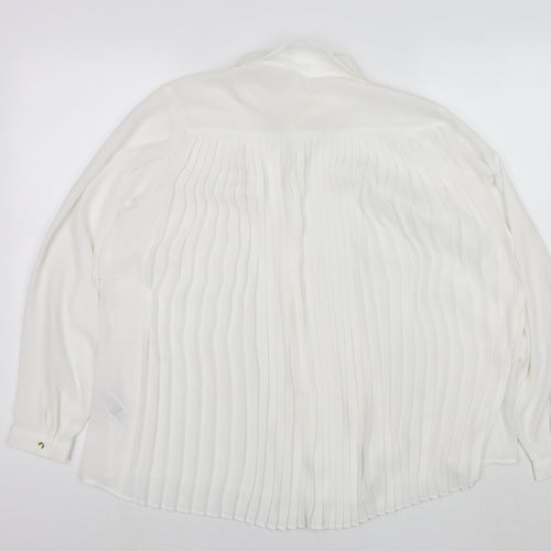 Arcadia Womens White Polyester Basic Button-Up Size 14 Collared
