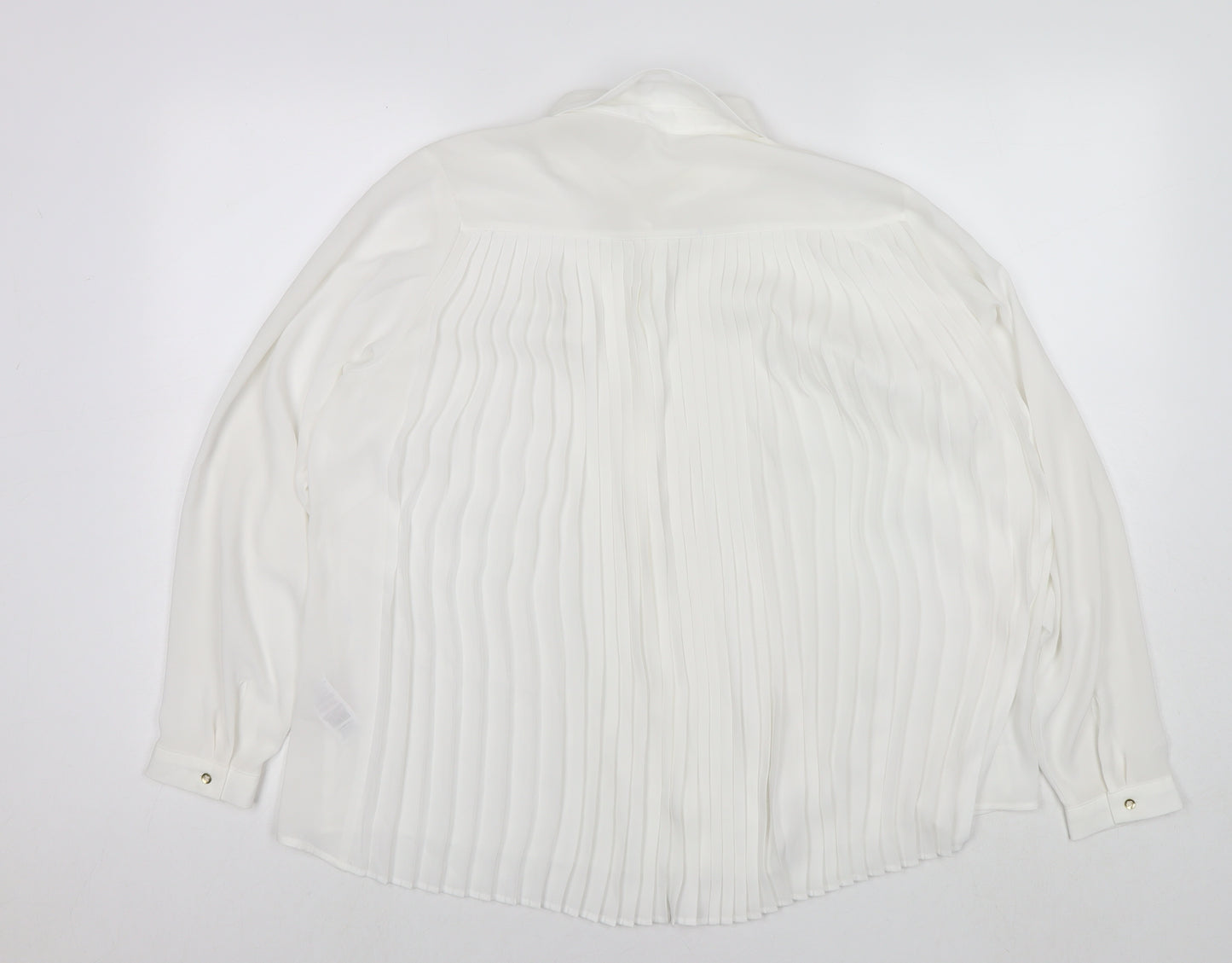 Arcadia Womens White Polyester Basic Button-Up Size 14 Collared
