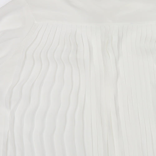Arcadia Womens White Polyester Basic Button-Up Size 14 Collared