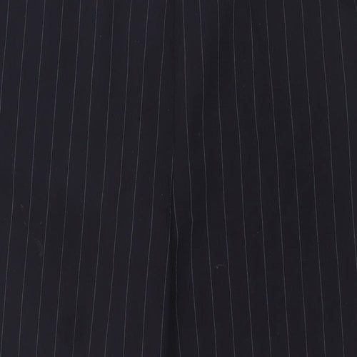 Bonmarché Womens Blue Striped Polyester Trousers Size 14 L26 in Regular