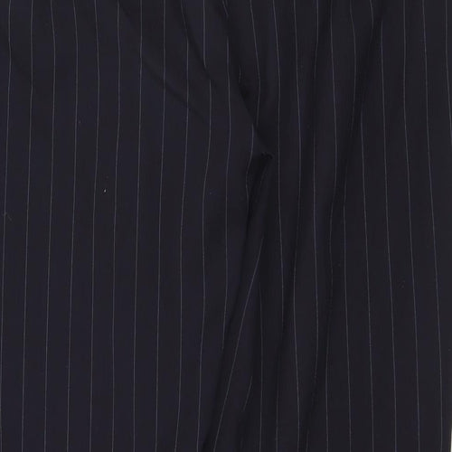 Bonmarché Womens Blue Striped Polyester Trousers Size 14 L26 in Regular