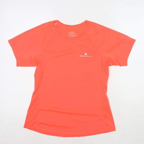 Ronhill Womens Red Polyester Basic T-Shirt Size 8 Round Neck Pullover