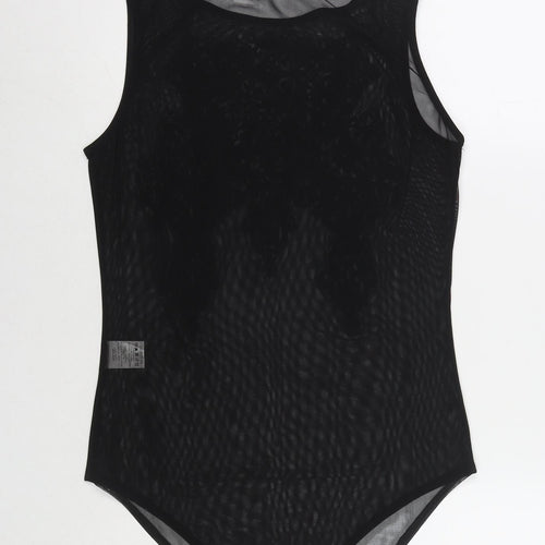Quiz Womens Black Polyester Bodysuit One-Piece Size 14 Snap - Embraided Flowers