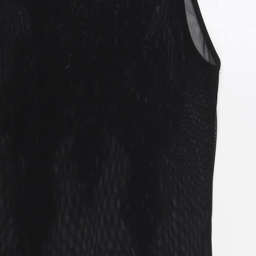 Quiz Womens Black Polyester Bodysuit One-Piece Size 14 Snap - Embraided Flowers