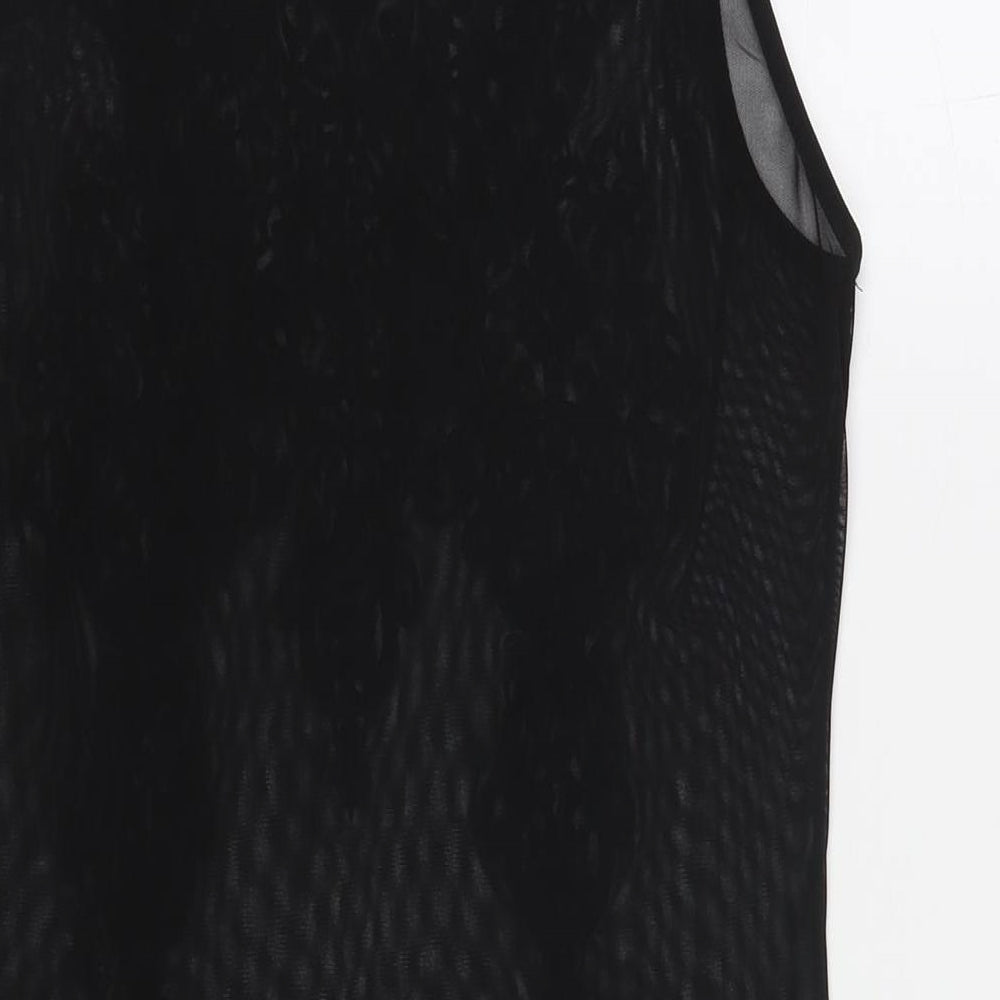 Quiz Womens Black Polyester Bodysuit One-Piece Size 14 Snap - Embraided Flowers