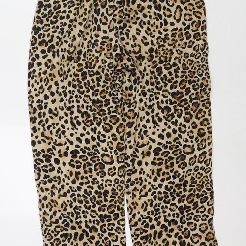 Topshop Womens Beige Animal Print Polyester Harem Trousers Size 6 L26 in Regular Drawstring