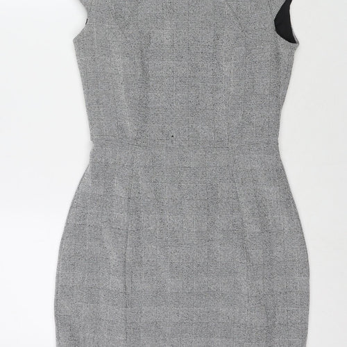 H&M Womens Grey Polyester A-Line Size 8 Round Neck Zip