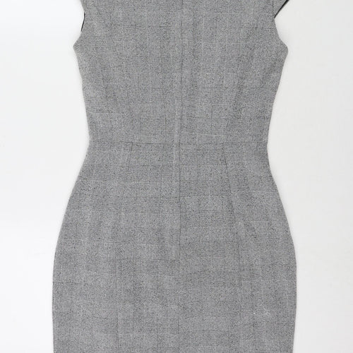 H&M Womens Grey Polyester A-Line Size 8 Round Neck Zip