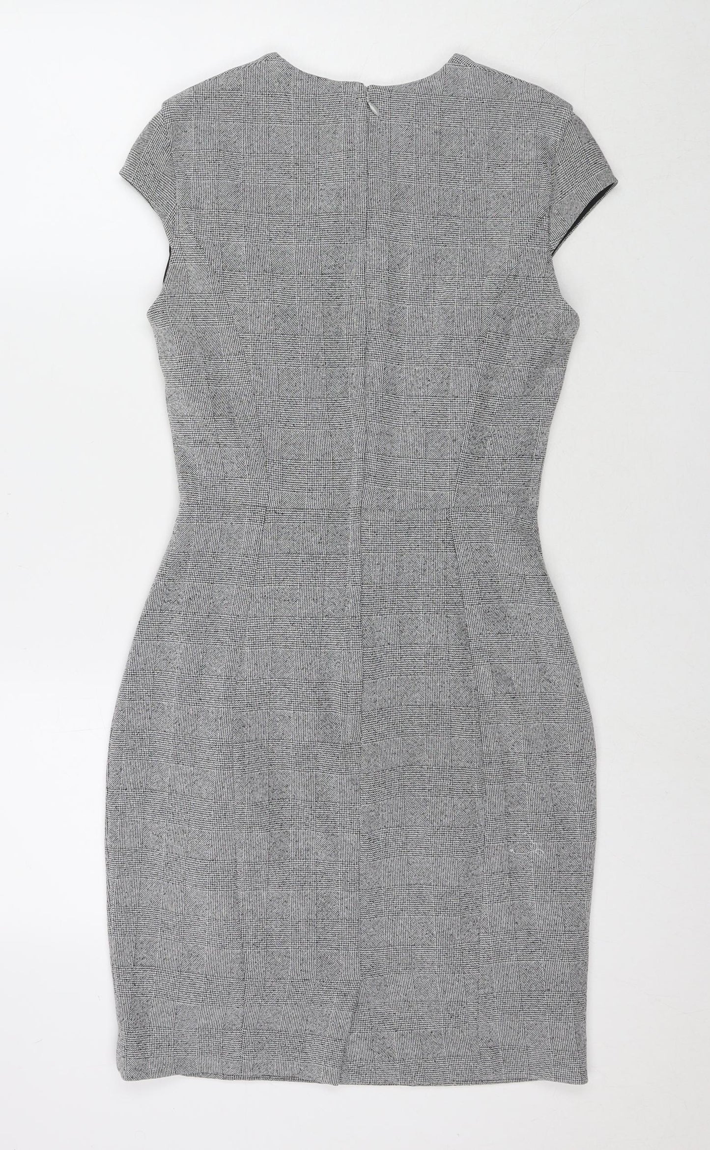 H&M Womens Grey Polyester A-Line Size 8 Round Neck Zip