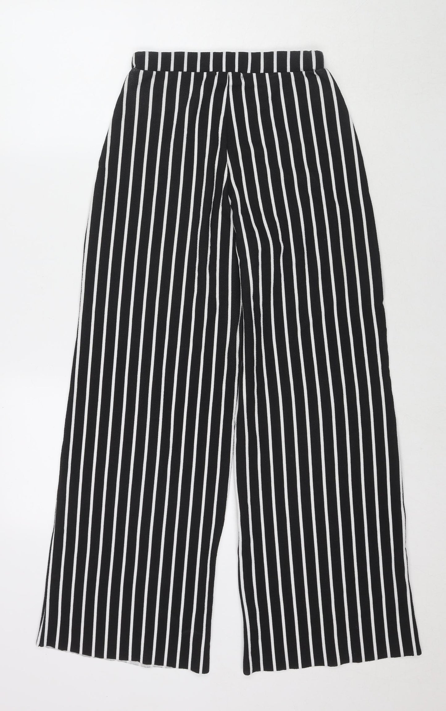 PRETTYLITTLETHING Womens Black Polyester Trousers Size 8 L27 in Regular