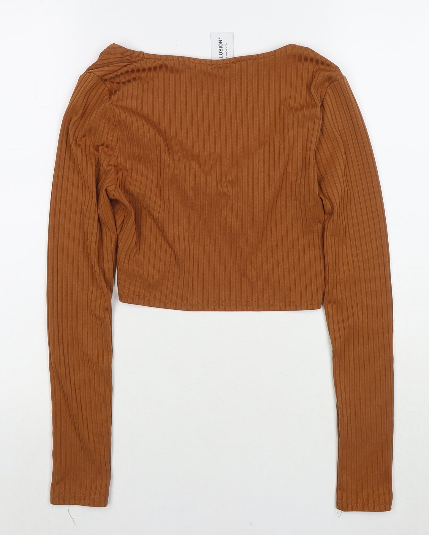 COLLUSION Womens Brown Polyester Camisole T-Shirt Size 10 V-Neck - Ribbed
