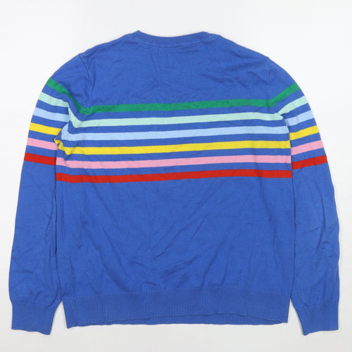 M&Co Womens Blue Round Neck Striped Acrylic Pullover Jumper Size 12 - Stars