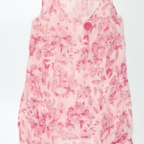 Izabel Womens Pink Floral Viscose Tunic Tank Size S Round Neck