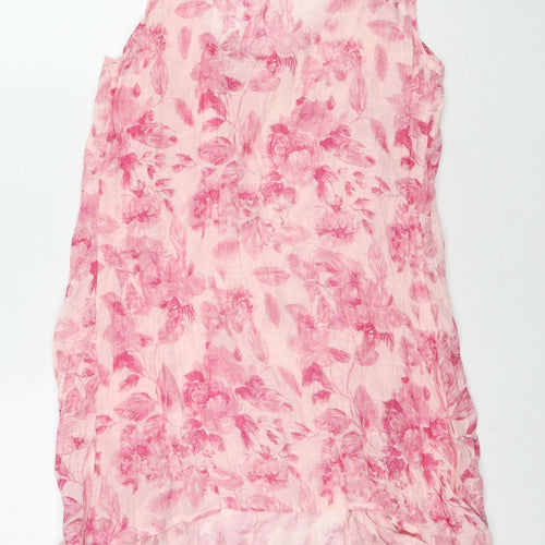Izabel Womens Pink Floral Viscose Tunic Tank Size S Round Neck