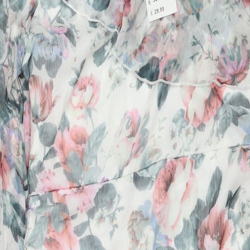 Quiz Womens Multicoloured Floral Polyester Bodycon Size 14 One Shoulder Zip