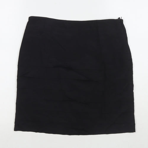 H&M Womens Black Viscose A-Line Skirt Size 10 Zip