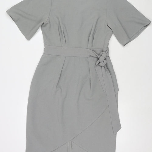 Closet Womens Grey Polyester A-Line Size 12 Round Neck Zip
