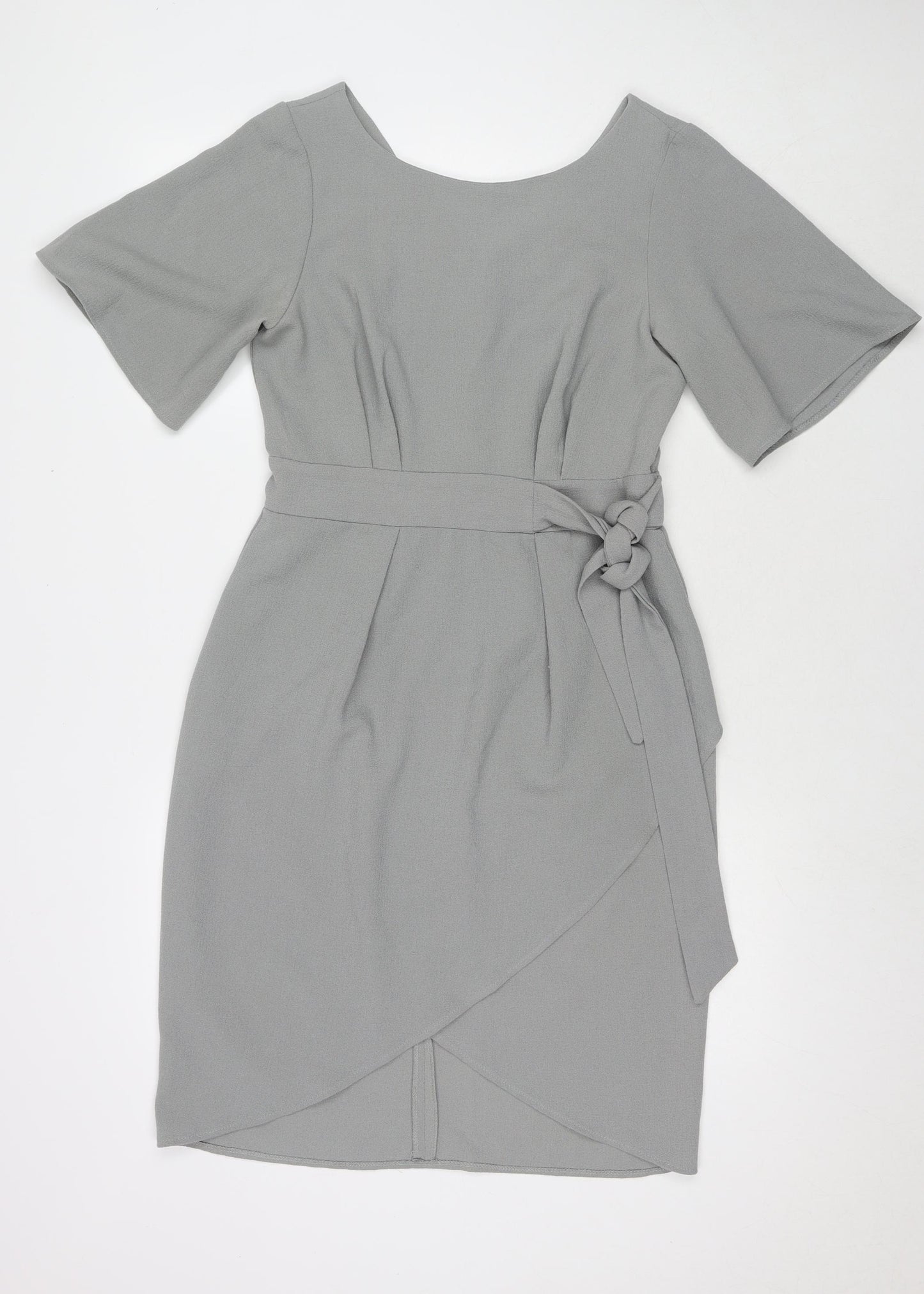 Closet Womens Grey Polyester A-Line Size 12 Round Neck Zip