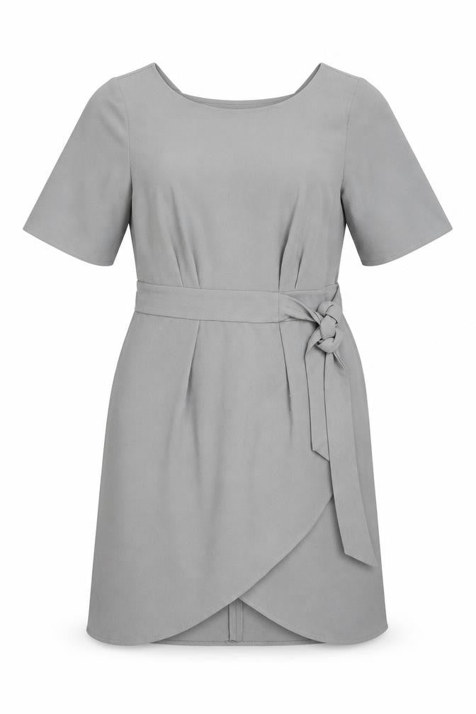 Front view of Closet women’s grey polyester a-line, size UK 12, round neck zip