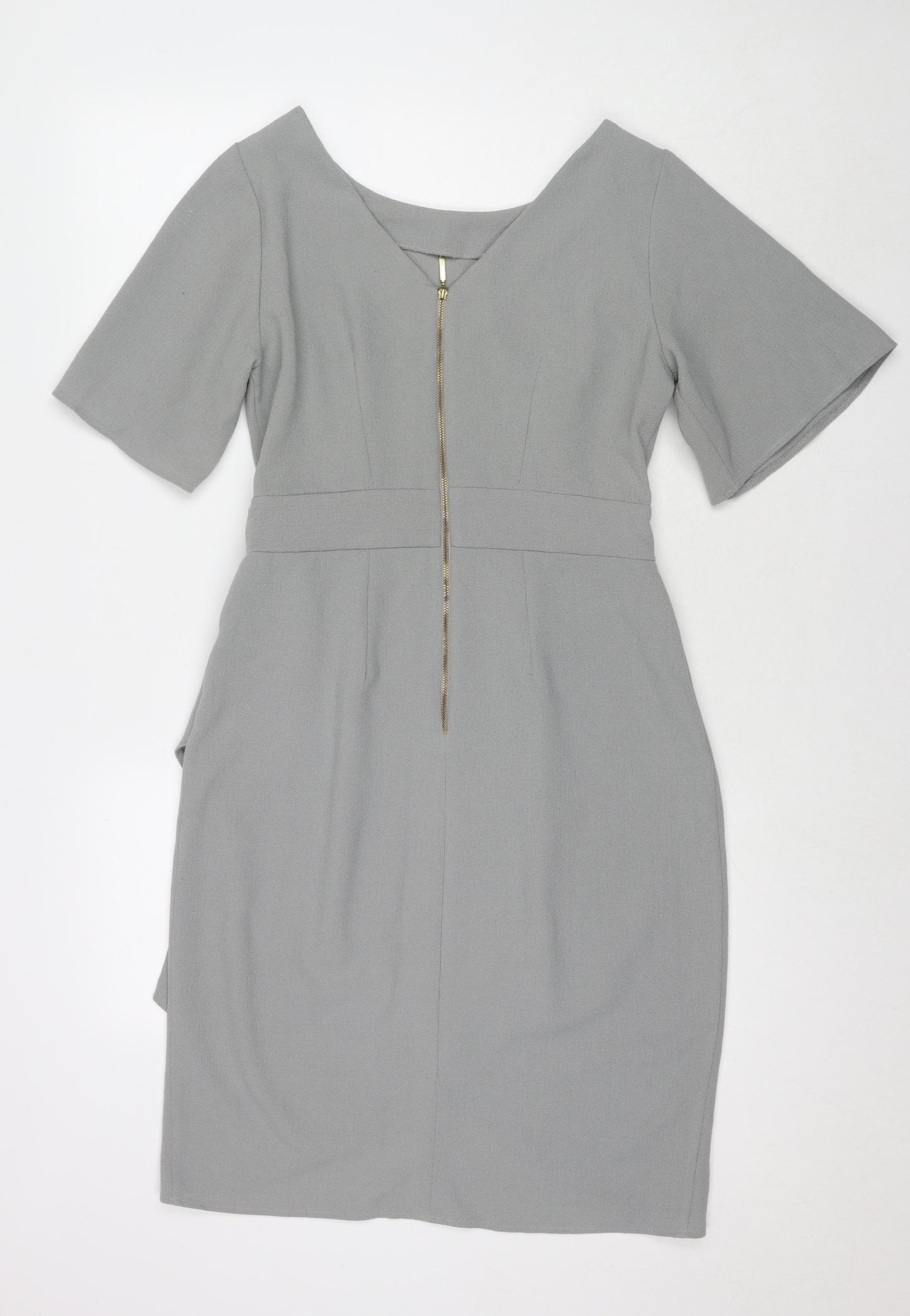 Closet Womens Grey Polyester A-Line Size 12 Round Neck Zip