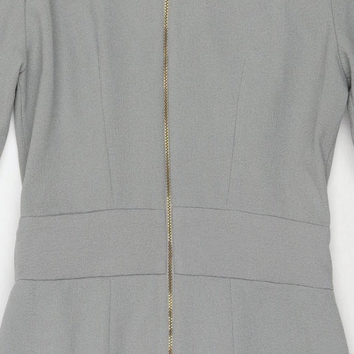 Closet Womens Grey Polyester A-Line Size 12 Round Neck Zip