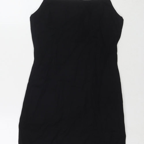 Zara Womens Black Cotton Mini Size S Square Neck Zip