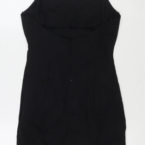 Zara Womens Black Cotton Mini Size S Square Neck Zip