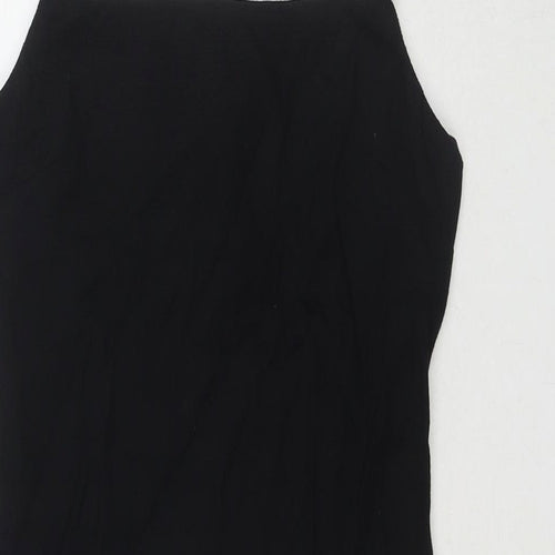 Zara Womens Black Cotton Mini Size S Square Neck Zip