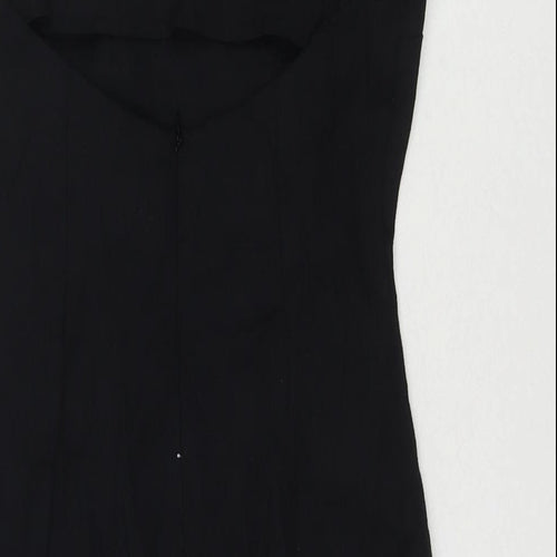 Zara Womens Black Cotton Mini Size S Square Neck Zip