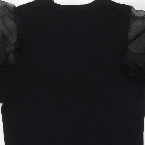 Quiz Womens Black Cotton Basic T-Shirt Size 10 Scoop Neck - Honey