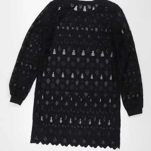 H&M Womens Black Cotton Jumper Dress Size 6 Round Neck Pullover